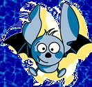 Il pipistrello Bat, mascotte della campagna Apri gli Occhi che si tiene nelle scuole. I pipistrelli usano gli ultrasuoni per orientarsi